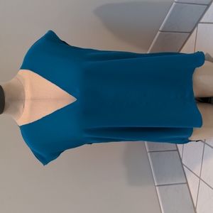 Rachel Roy blue v-neck high low flowy top